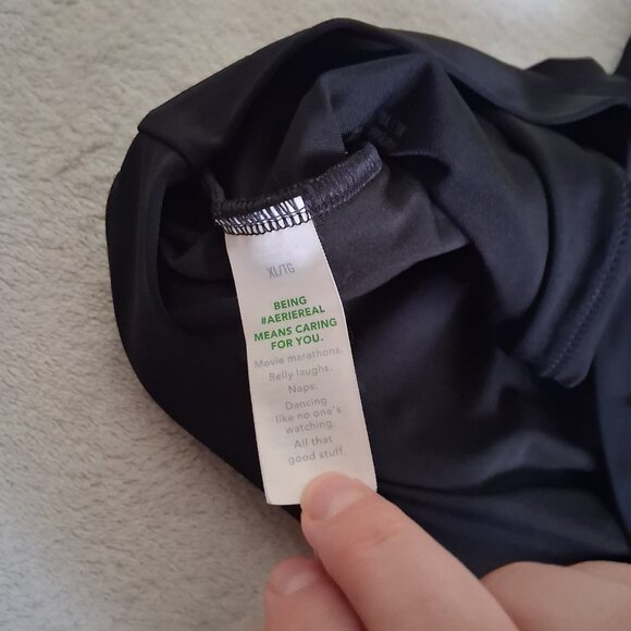 Aerie Women's Size XL Black Wide Strap Longline Scoop Bikini Top - Picture 5 of 9